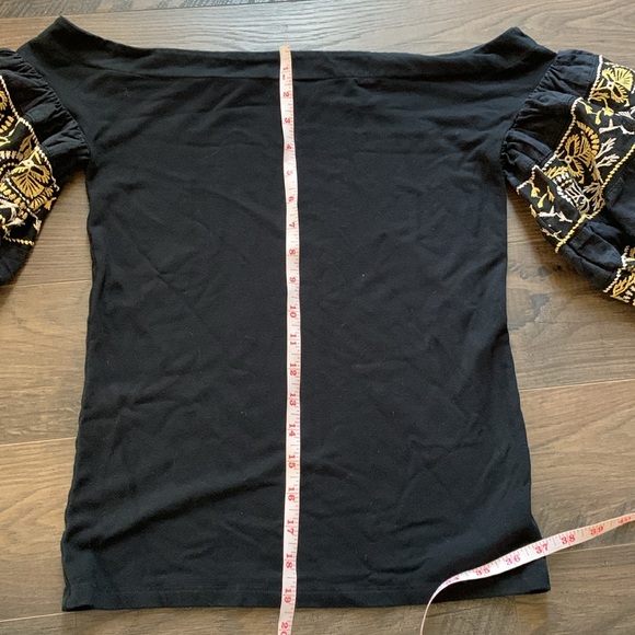 FREE PEOPLE Embroidered puffy Sleeve Off The Shoulder Top size S - Picture 4 of 6